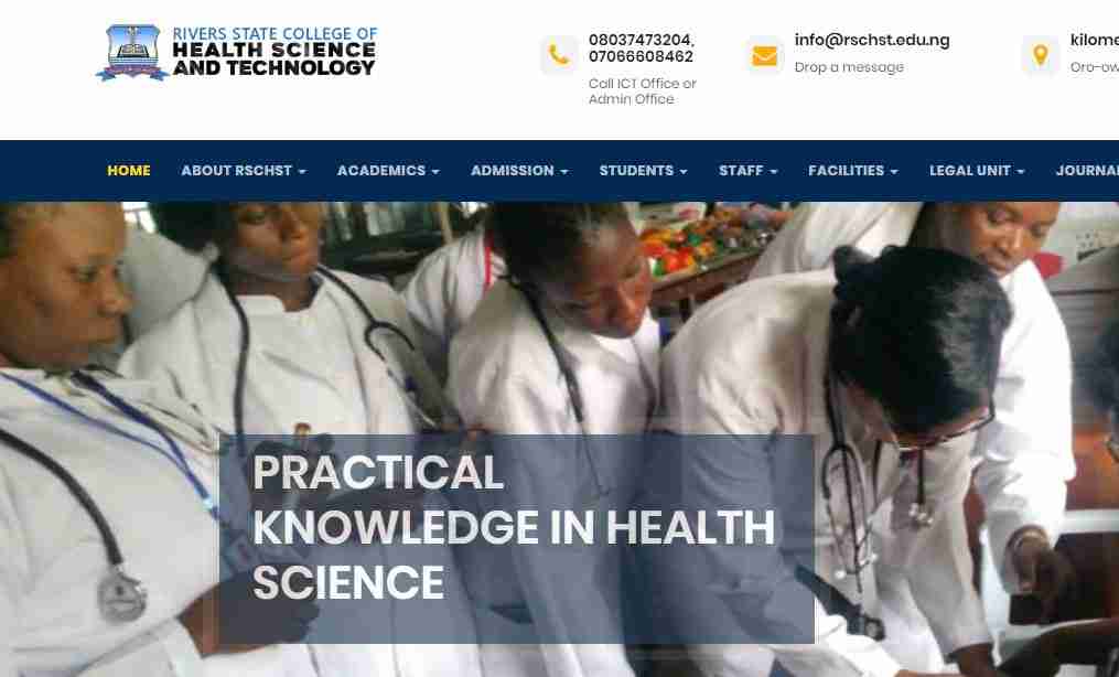 Rivers State College Of Health Science Technology Admission Form