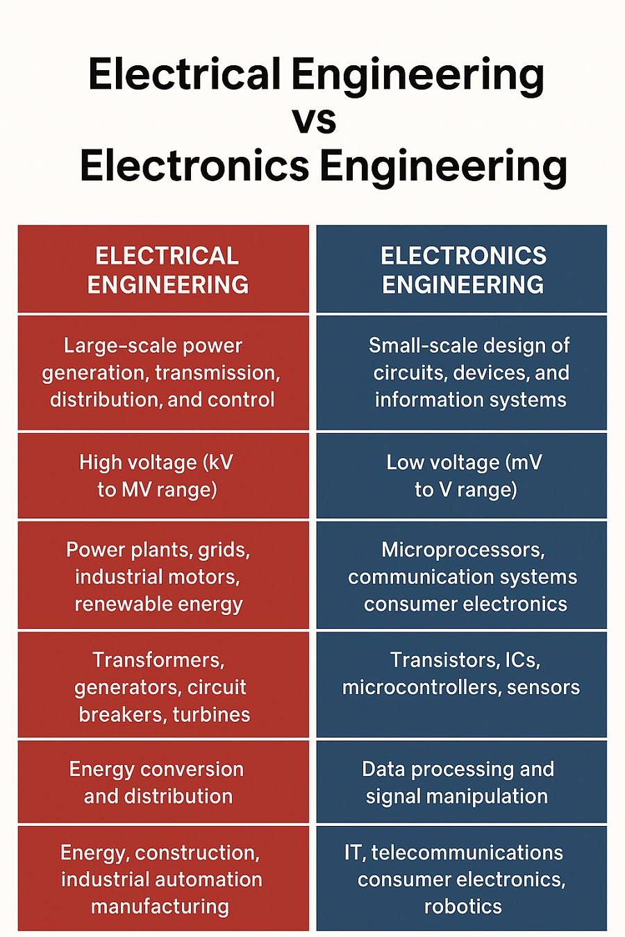 Electrical Engineering Vs Electronics Engineering