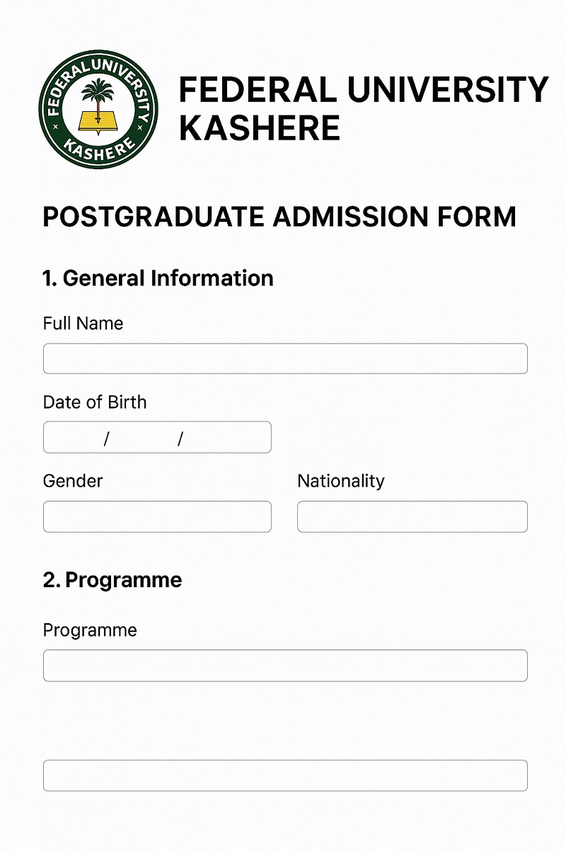 FUKASHERE PG Admission Form