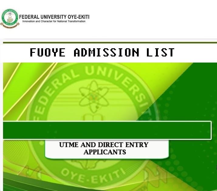 FUOYE UTME and DE Admission List