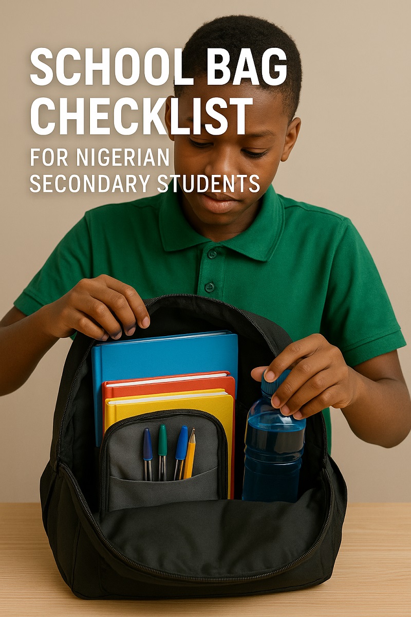 school bag checklist