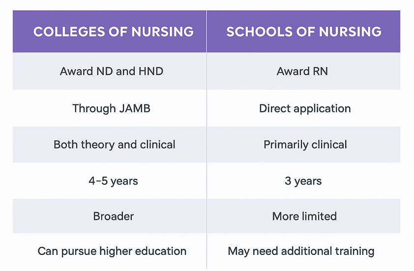 school of nursing vs college of nursing